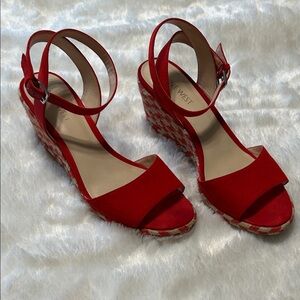 Nine West Bold Red Wedge Sandals